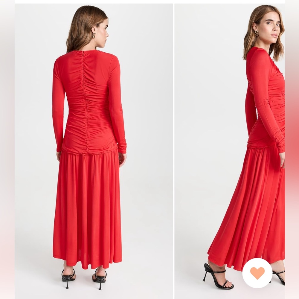 FARM Rio Red Long-Sleeve Ruched Maxi Dress - Picture 3 of 4